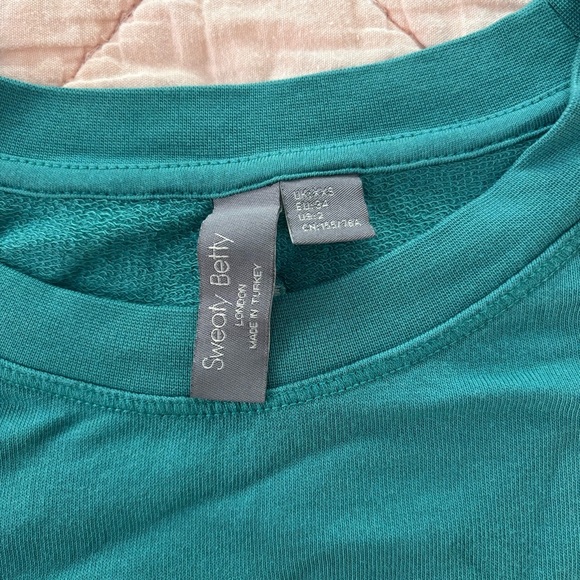 Sweaty Betty After Class Crop Teal crew neck Sweater size XXS - Picture 5 of 5